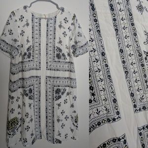 Loft Floral Cross Boho Fall White Sheath Dress